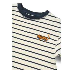 Liewood - Tyler Striped Tiger Organic Cotton T-Shirt | Dark Blue
