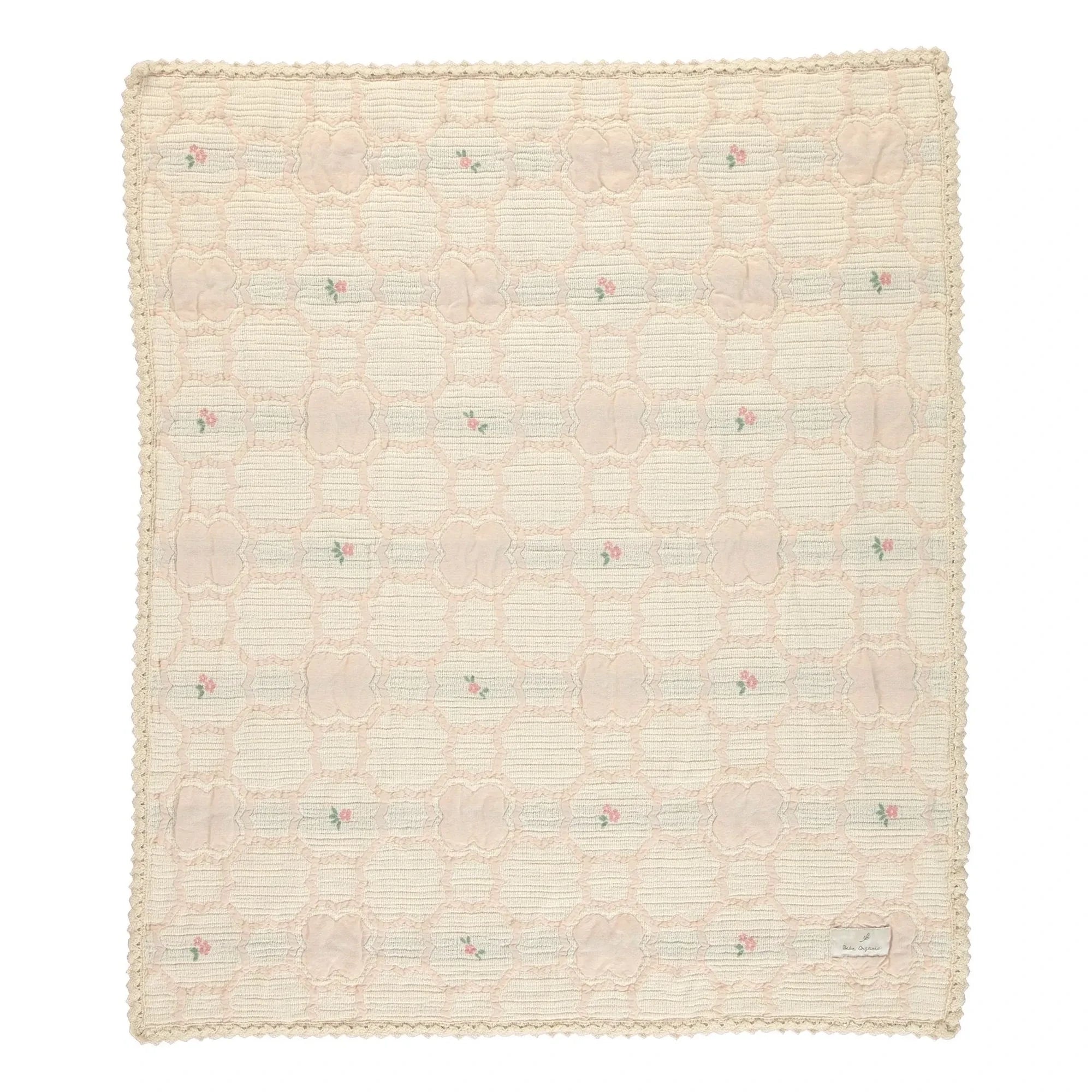 Bebe Organic - Cleo Floral Organik Pamuk Battaniye | Ecru