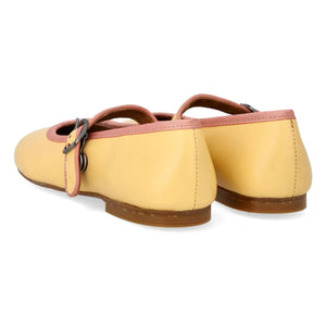 Angulus - Contrast Striped Mary Jane Flats | Light Yellow