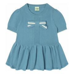 FUB - Bow T-Shirt Fine Knit Organic Cotton | Azure Blue