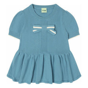 FUB - Bow T-Shirt Fine Knit Organic Cotton | Azure Blue
