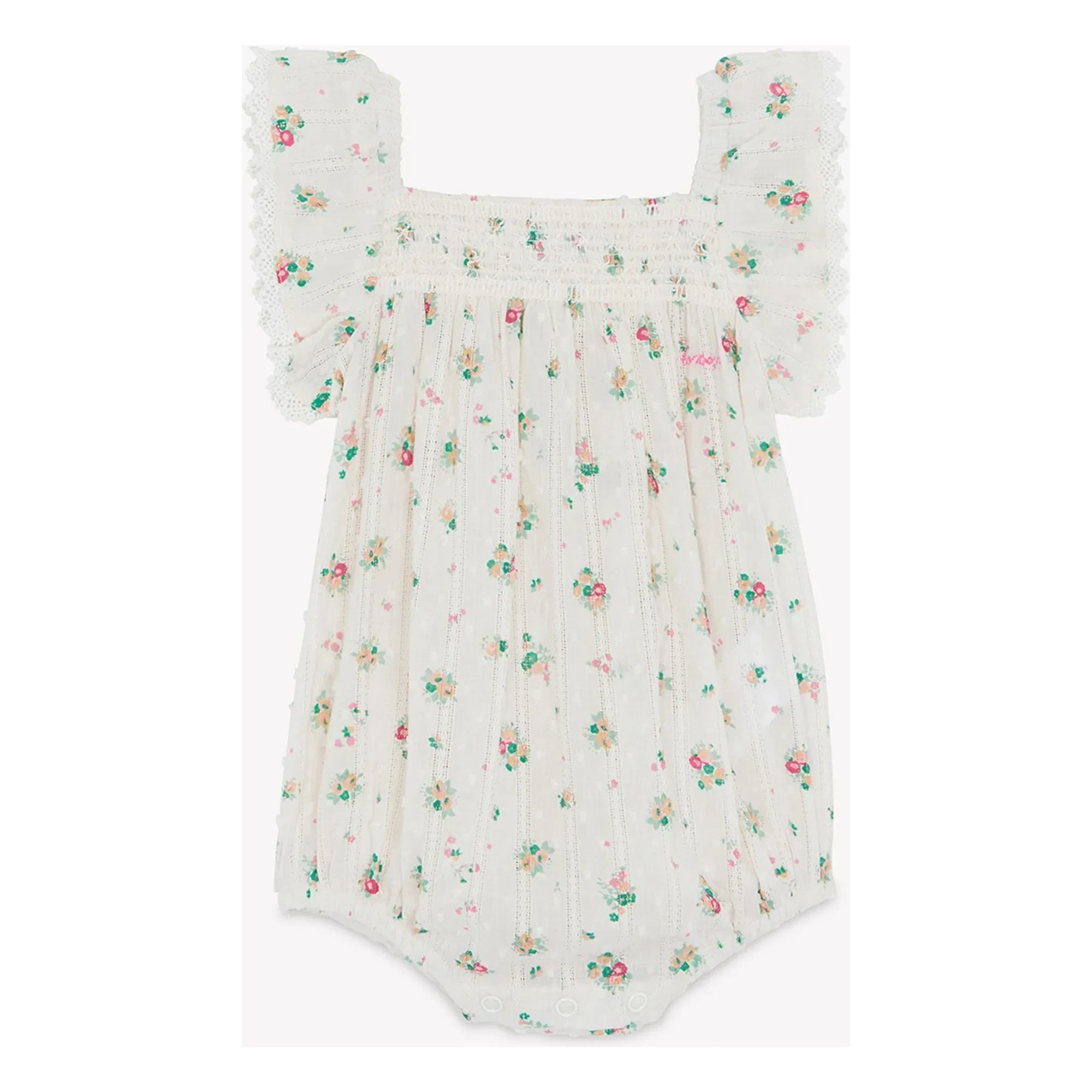 Bonton - Lalix Bouquets Gathered Romper | White