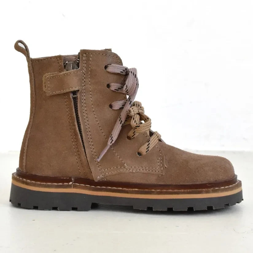 du Loua - Charly Suede Lace-up Boots | Beige