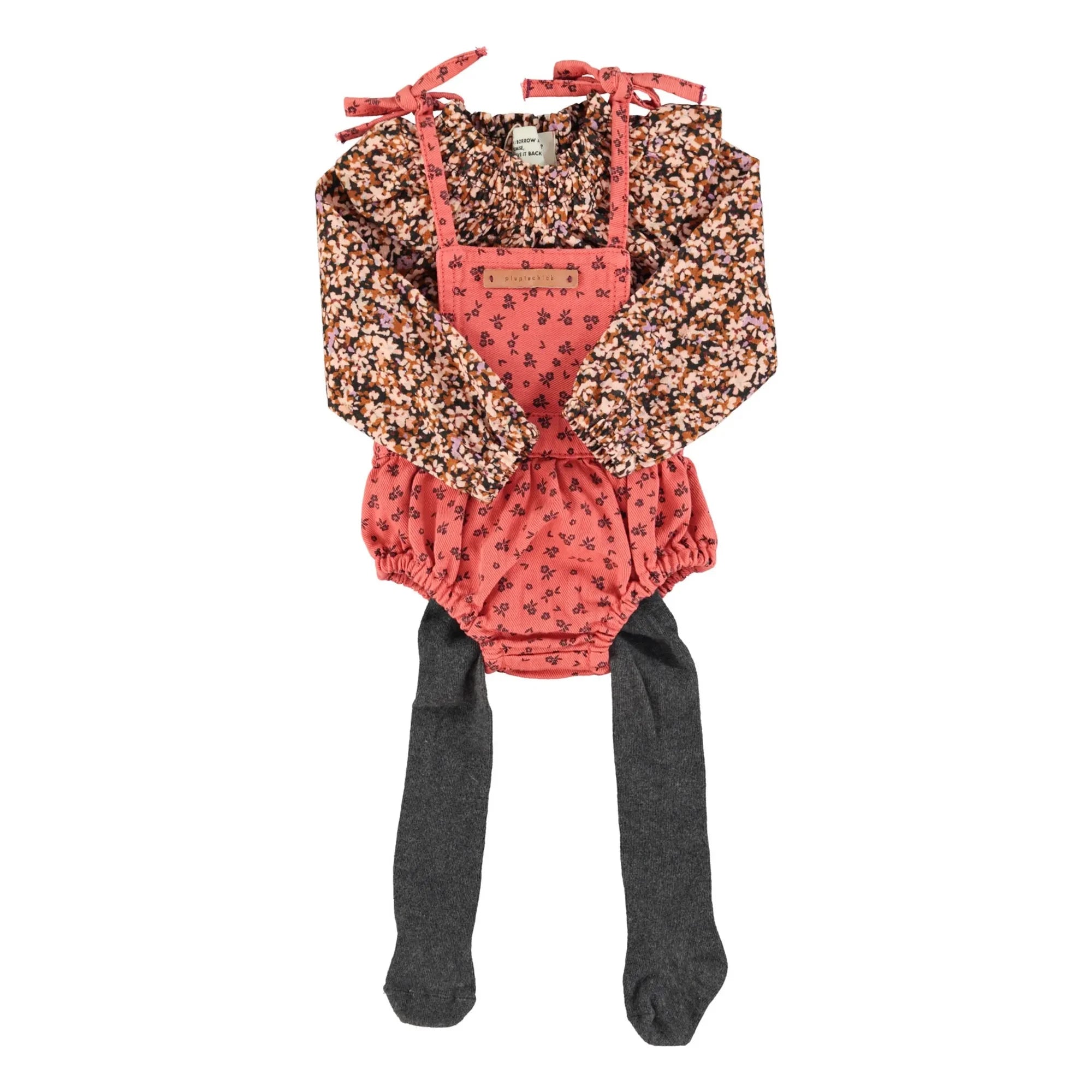 Piupiuchick - Floral Patterned Claudine Collar Romper | Black