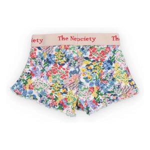 the new society - Verbena Floral Pattern Ribbed Baby Shorts | Blue