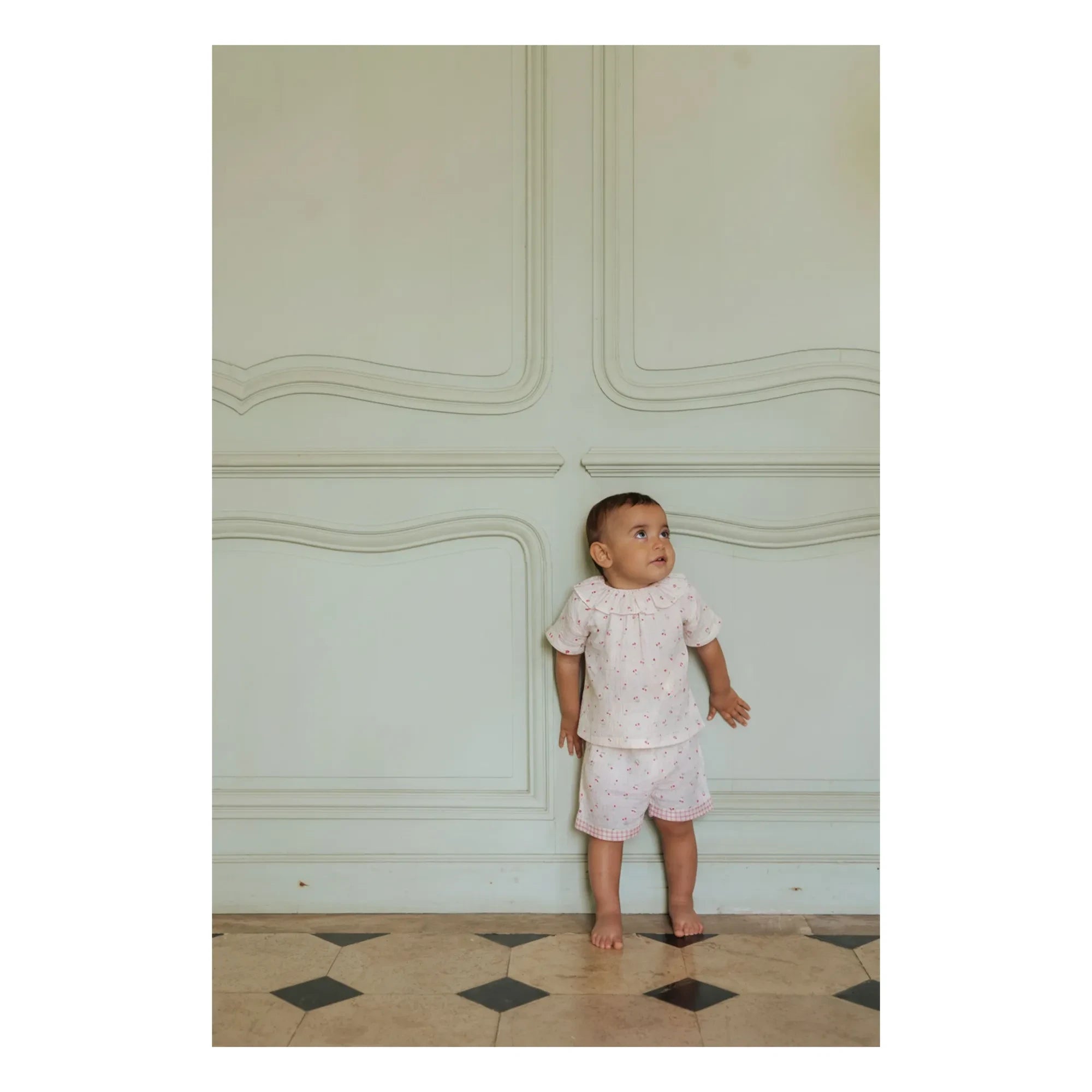 Risu Risu - Lisboa Short Pajamas Cherry Organic Cotton Gauze | Ecru