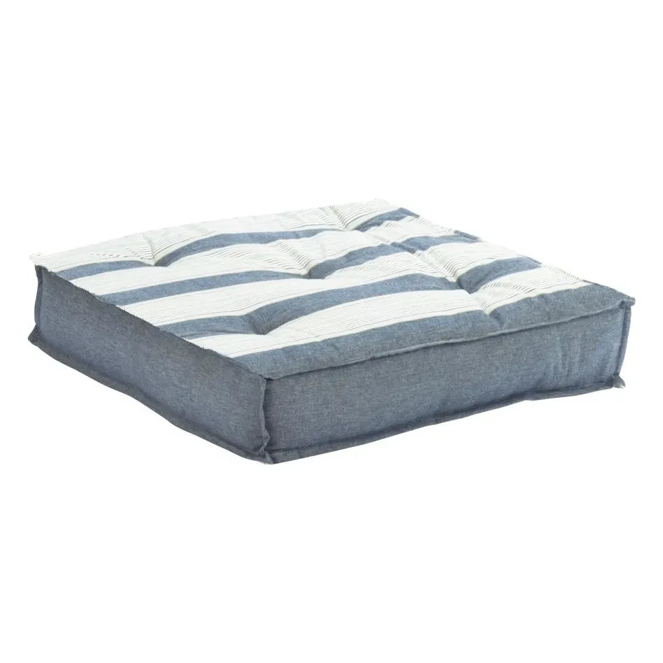 Madame Stoltz - Striped cotton floor cushion | Blue