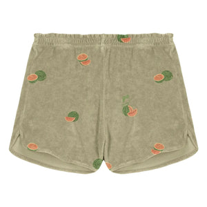 Studio Bohème - Georgy Watermelon Organic Cotton Towel Shorts | Khaki