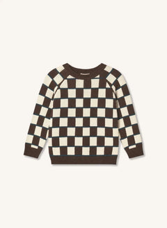 Fliink - Nova Square Patterned Organic Cotton Sweater | Brown