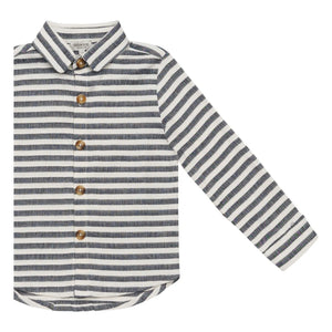 Donsje - Leom Striped Organic Cotton Shirt | Navy Blue