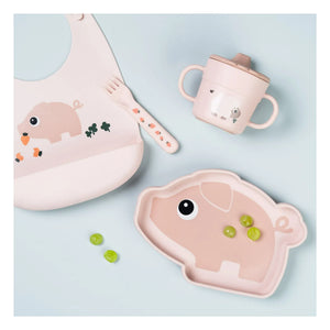 Done by deer - Suction Pigee Silicone Plate | Light Pink