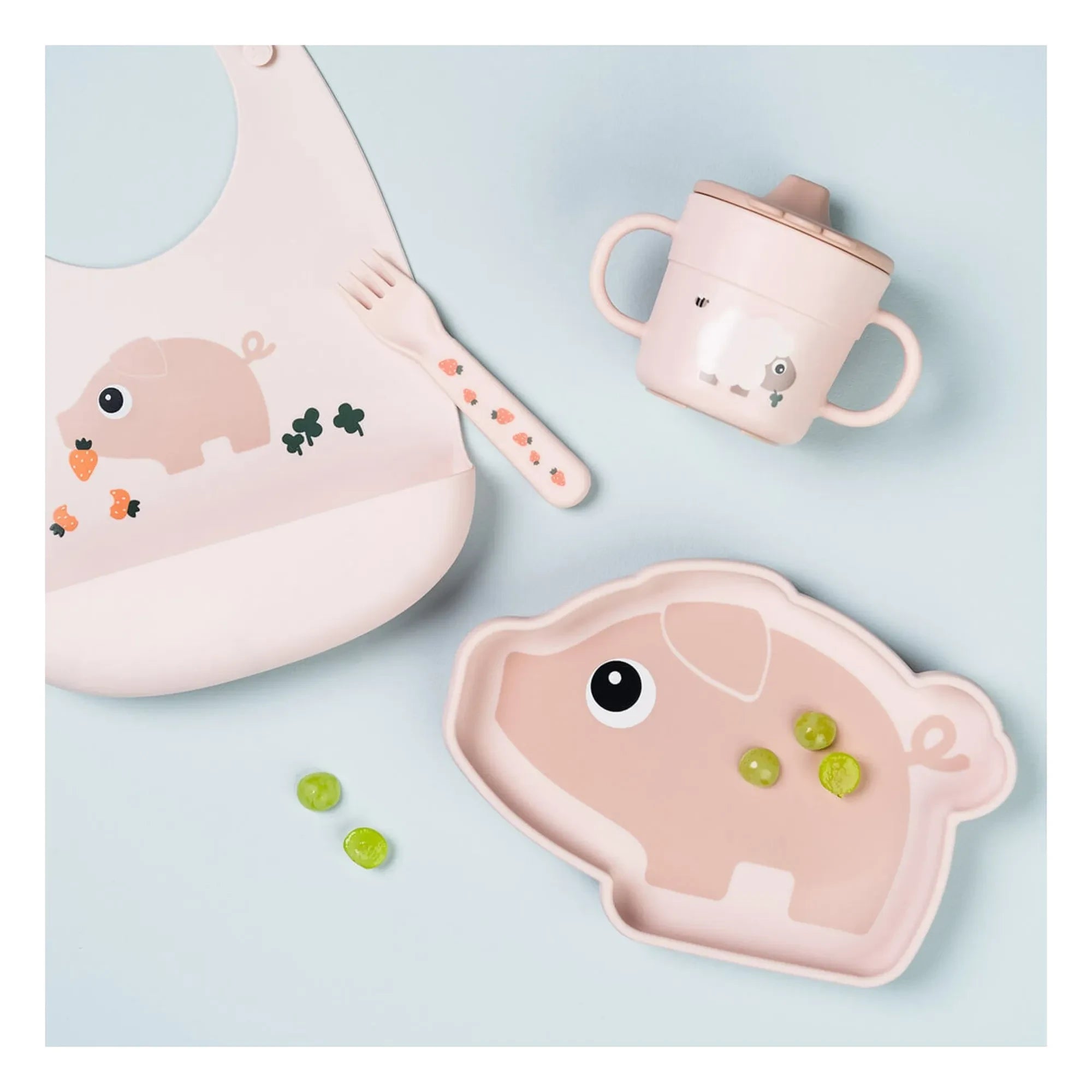 Done by deer - Suction Pigee Silicone Plate | Light Pink