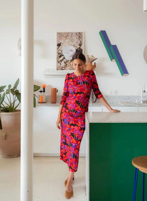 Paloma Collection - Thelma Flower Power Maternity Dress | Red
