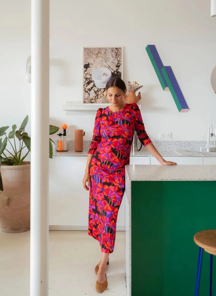 Paloma Collection - Thelma Flower Power Maternity Dress | Red