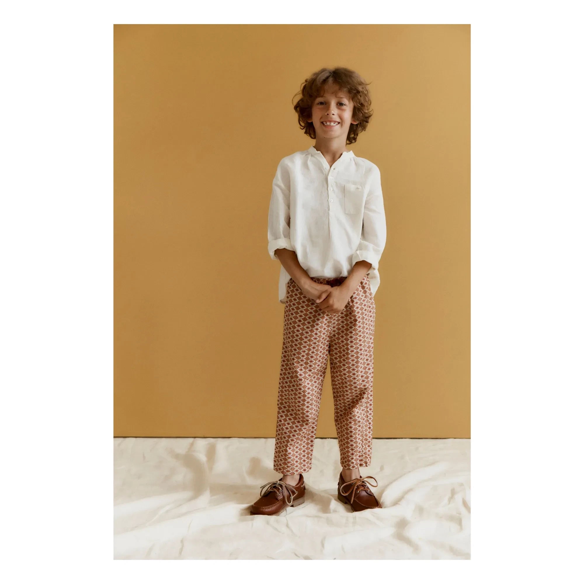 Caramel - Leda Geometric Pants | Terracotta Red