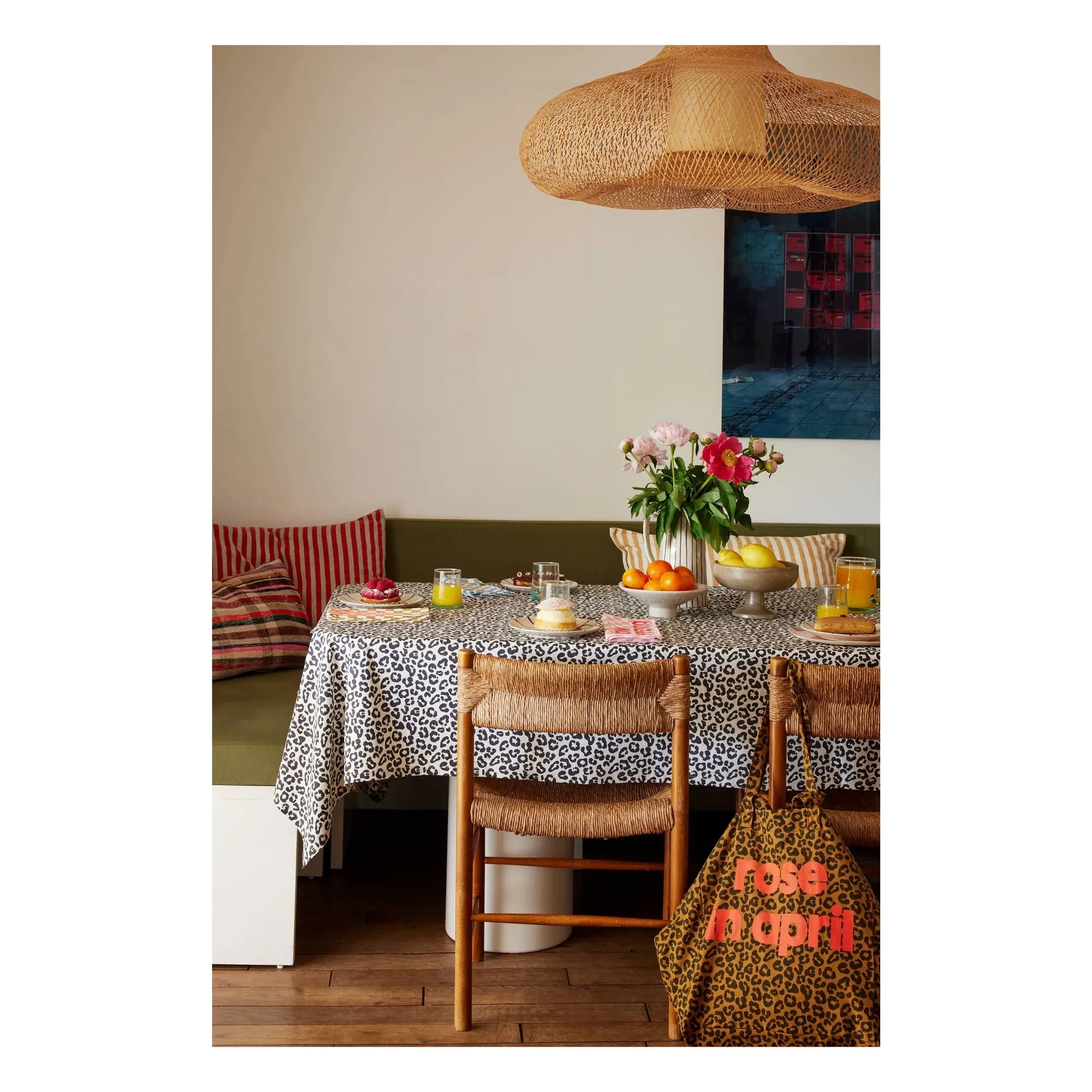 Rose in April - Thelma Graou Tablecloth | Oatmeal