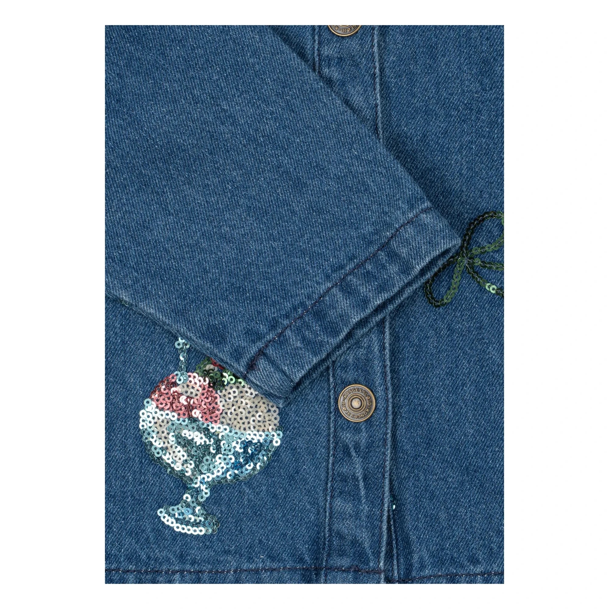 Konges Sløjd - Denim Sequin Ice Cream Motif Organic Cotton Jacket | Blue