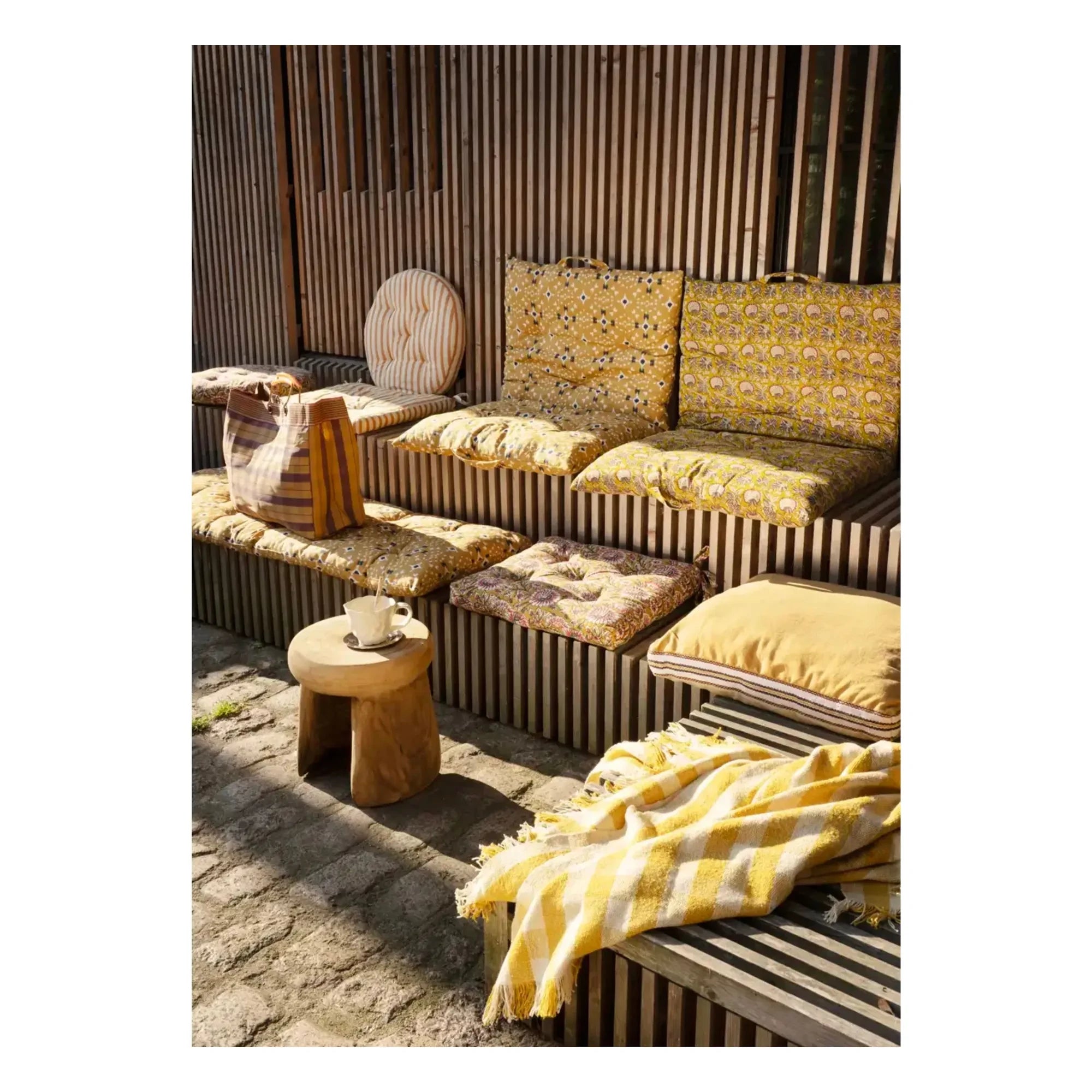 Madam Stoltz - Striped Cotton Chair Cover | Yellow