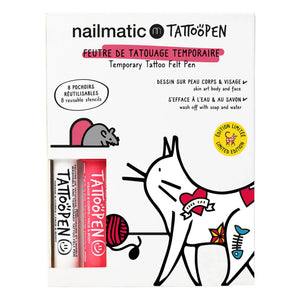 Nailmatic Kids - Cat x AMI IMAGINAIRE Tattoopen and Reusable Stencil Set