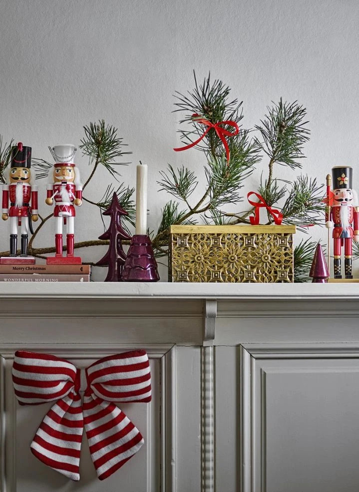 Bloomingville - Ruby Striped Bow Christmas Ornament | Red