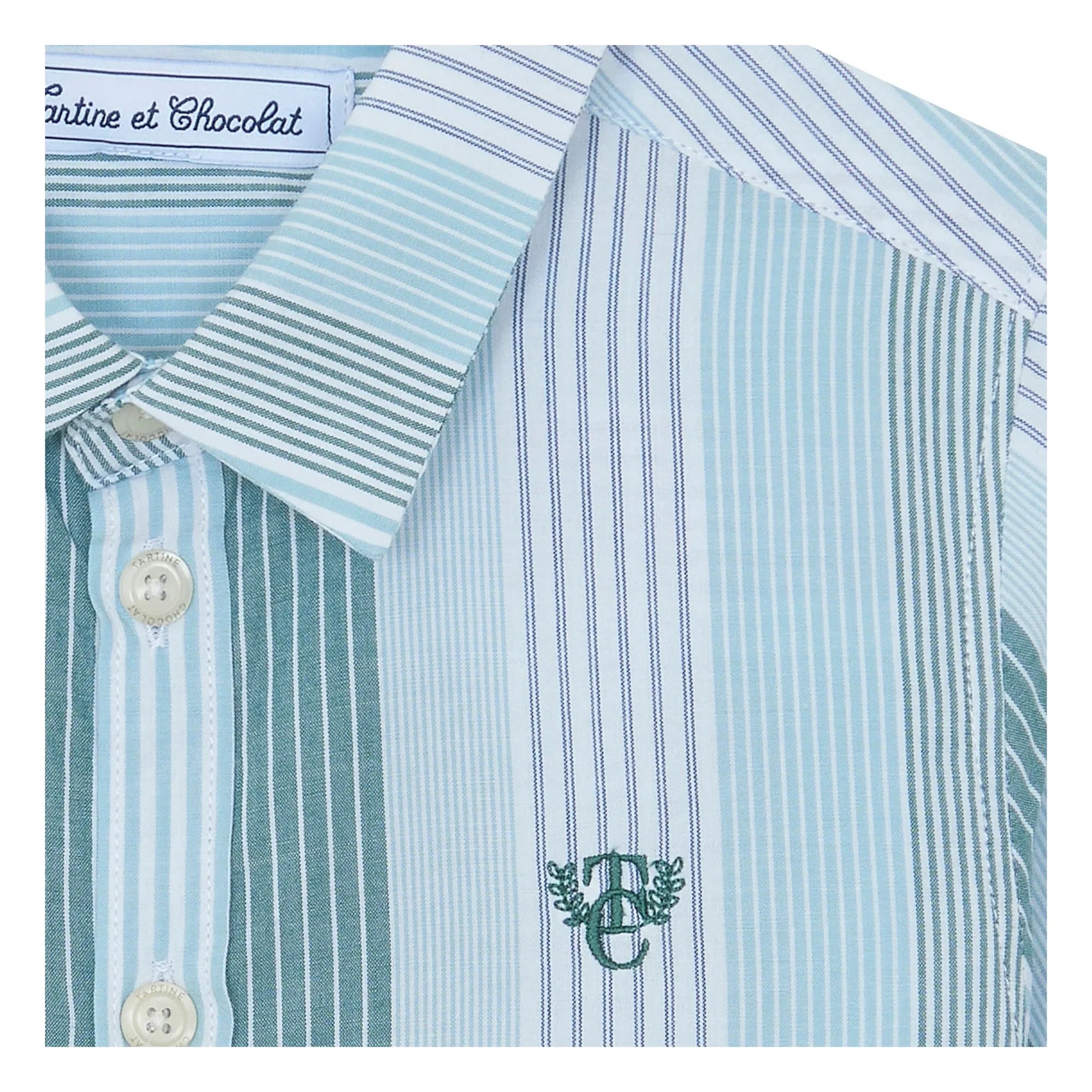 Tartine et Chocolat - Contrasting Striped Shirt | Green Water