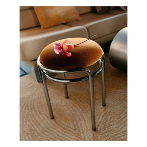 Maison Sarah Lavoine - Moon chrome velvet stool | Havana