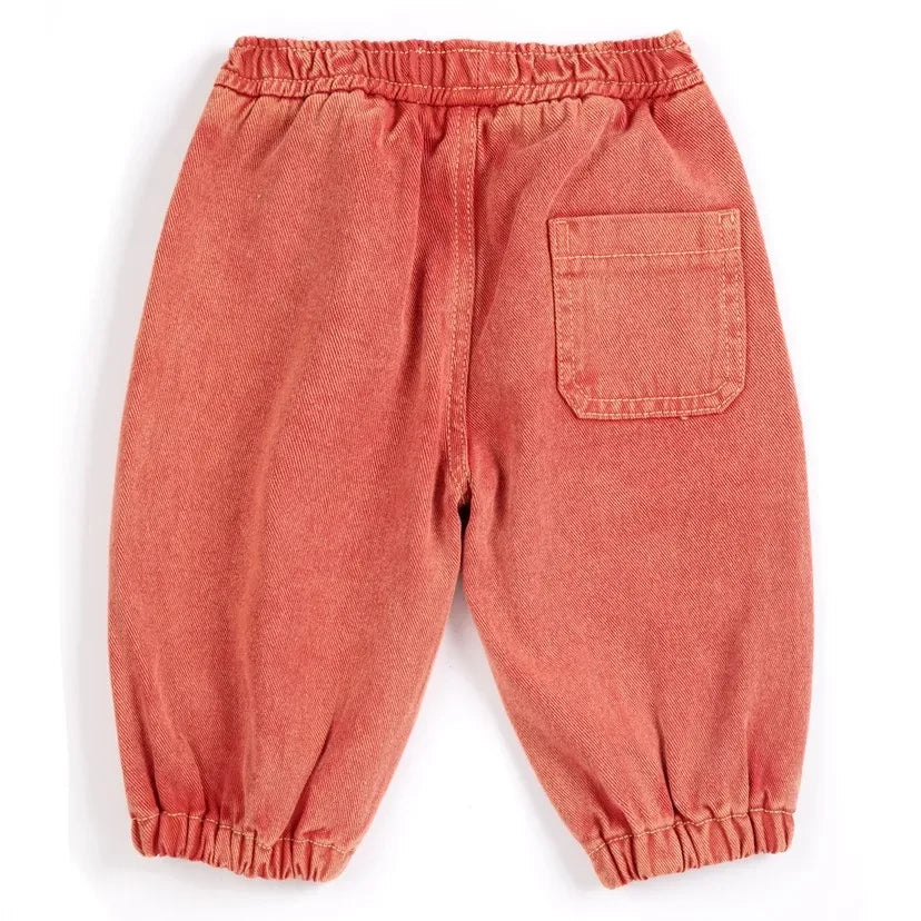 Bobo Choses - Yıkanmış Organik Pamuk Kot Pantolon | Kırmızı