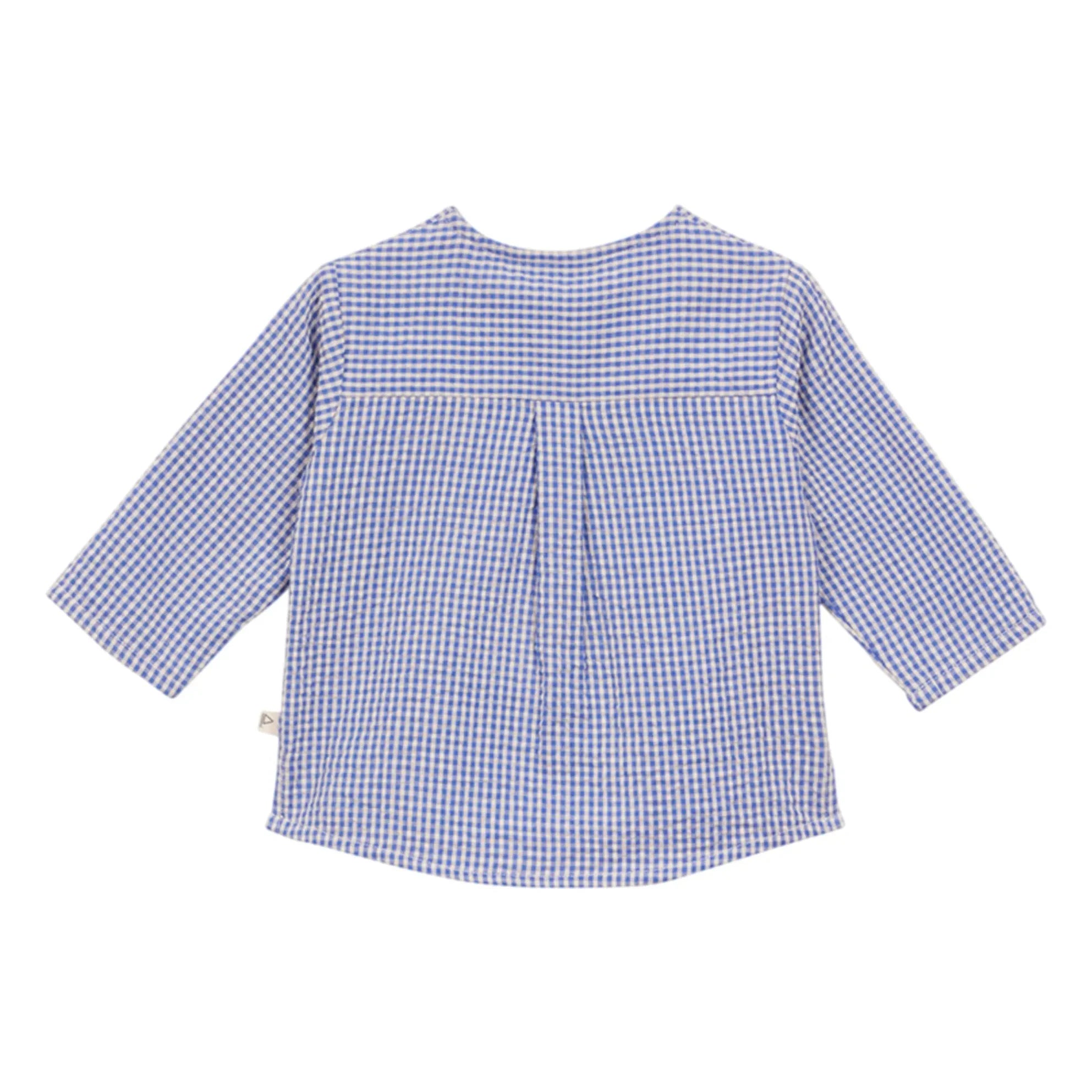Arsène et Les Pipelettes - Vichy Seersucker Blouse | Azure Blue