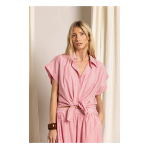 Smallable Woman - Striped Bella Crop Shirt | Cherry Red