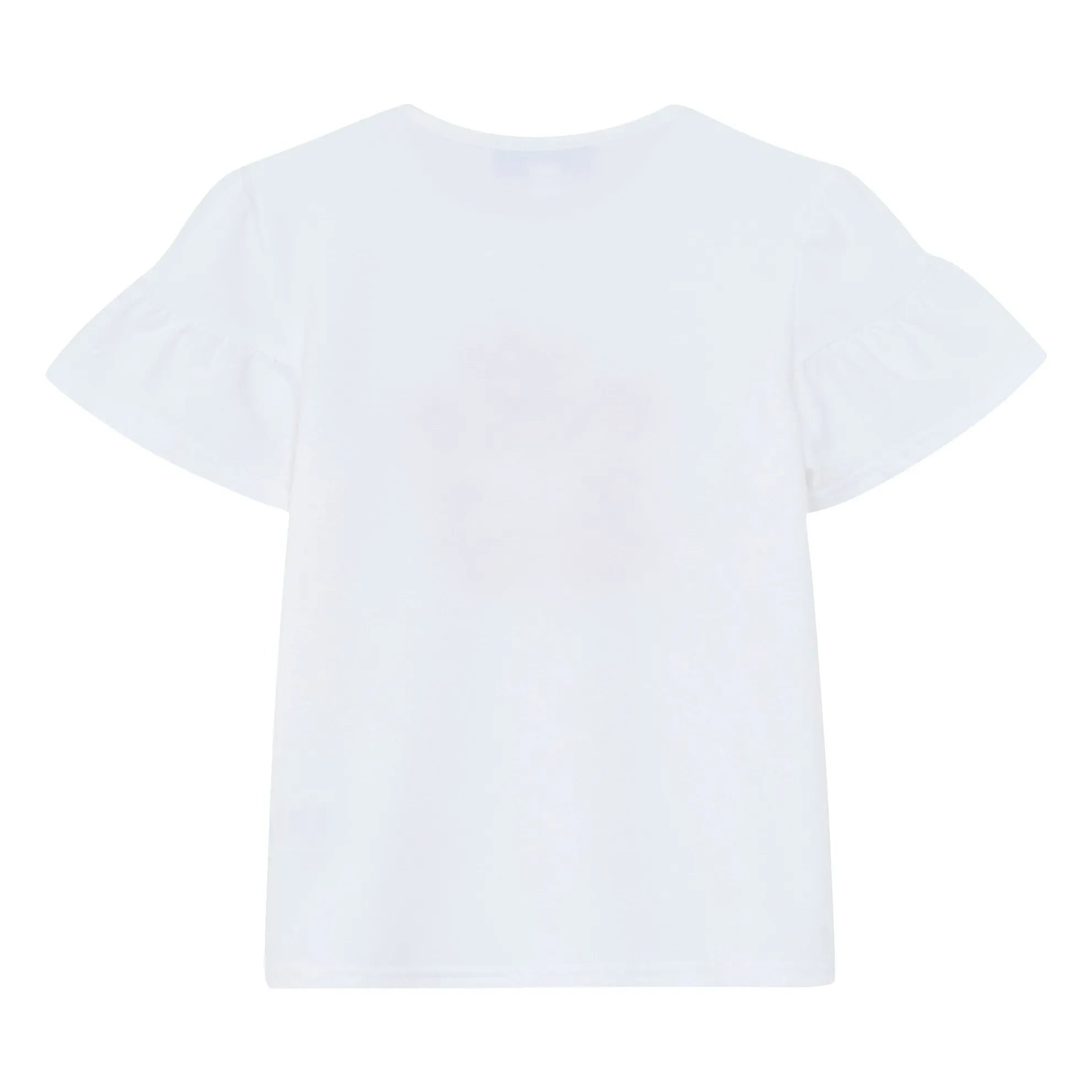 Tartine et Chocolat - Floral Embroidered Balloon Sleeve T-Shirt | White