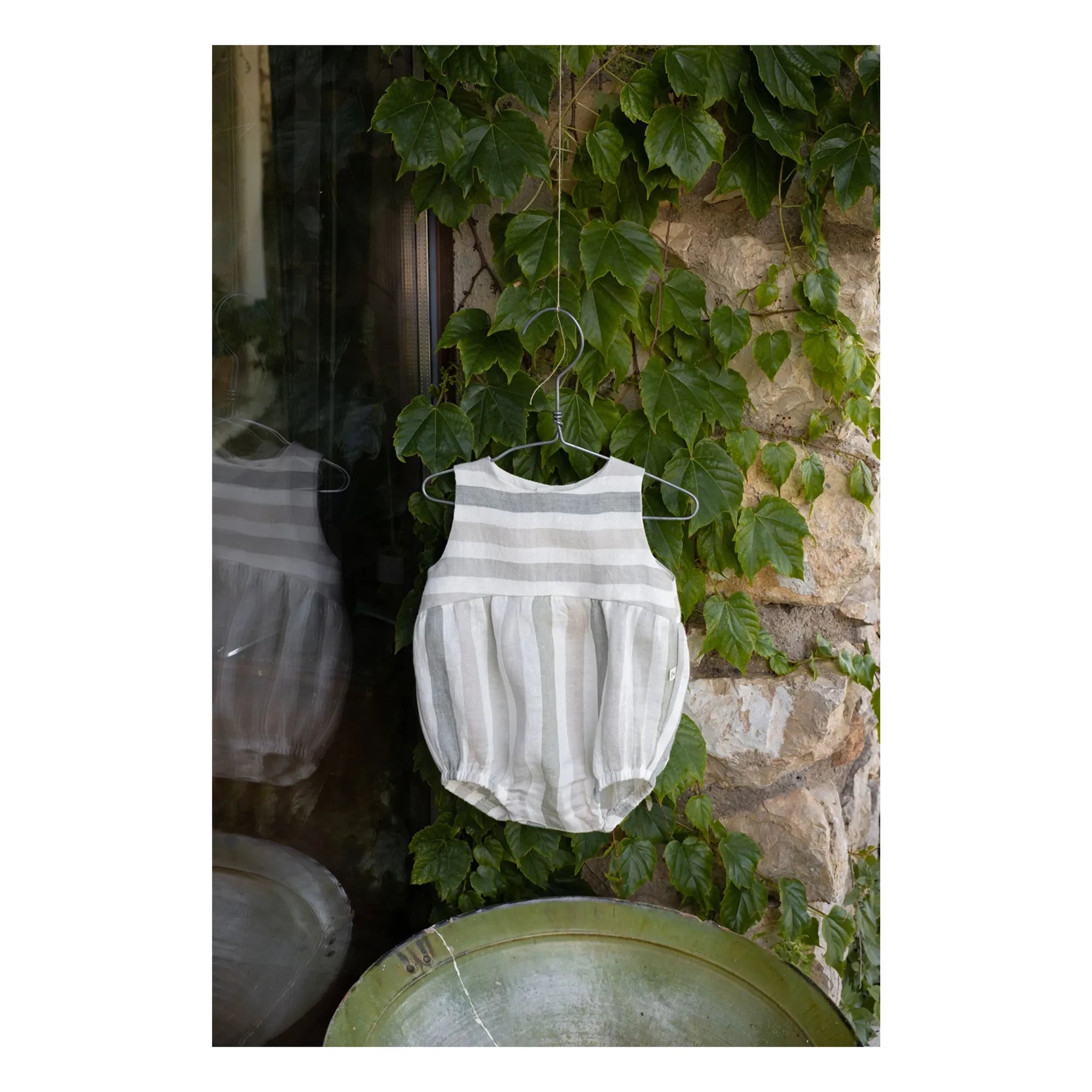 1+ in the family - Blanes Striped Linen Overall | Ecru