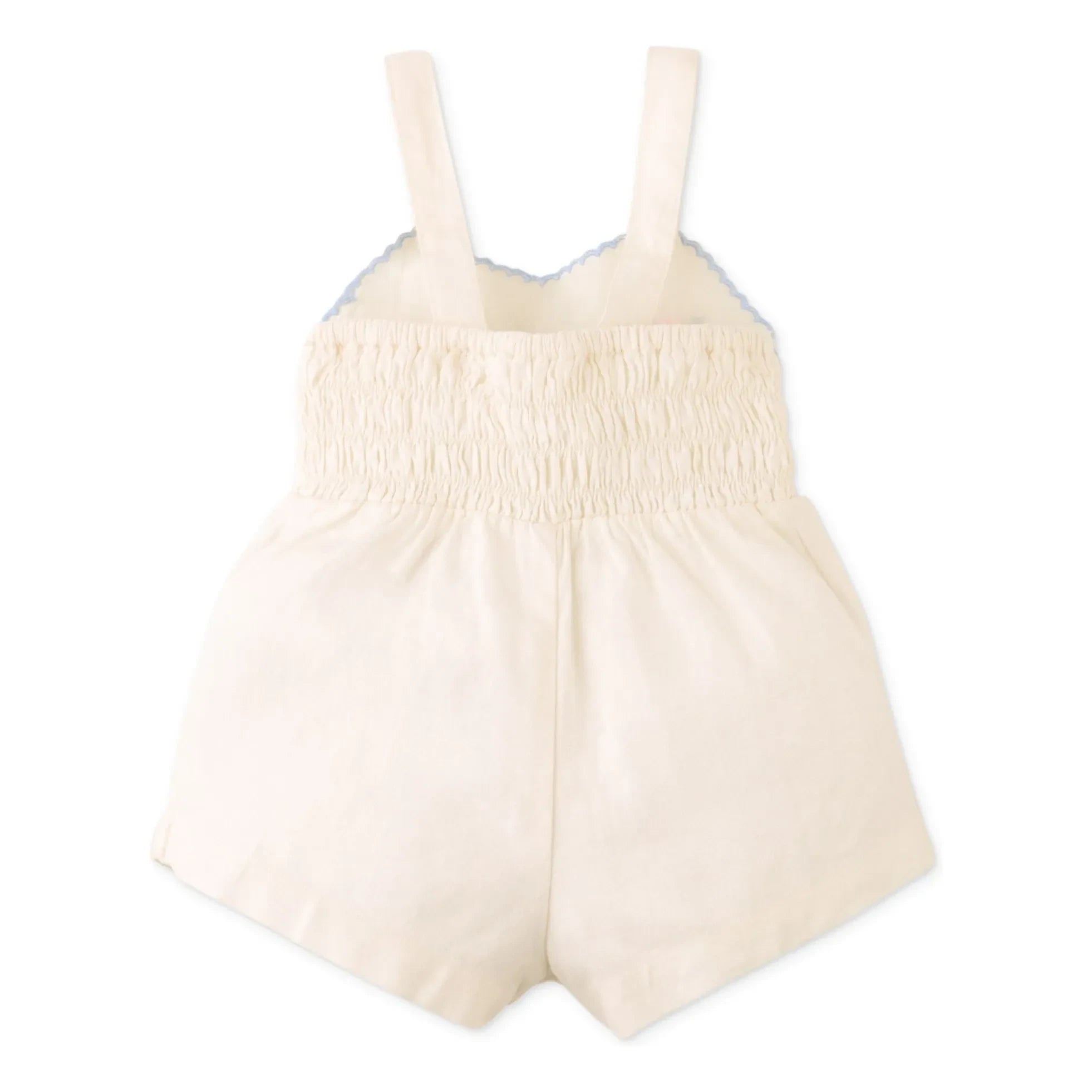 Gingersnaps - Linen Embroidered Genny Romper | Ecru