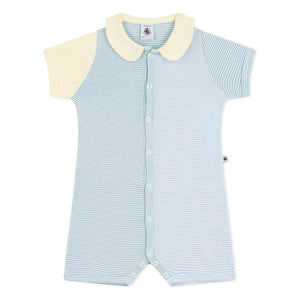 Petit Bateau - Striped Pajama Romper Shorts | Blue