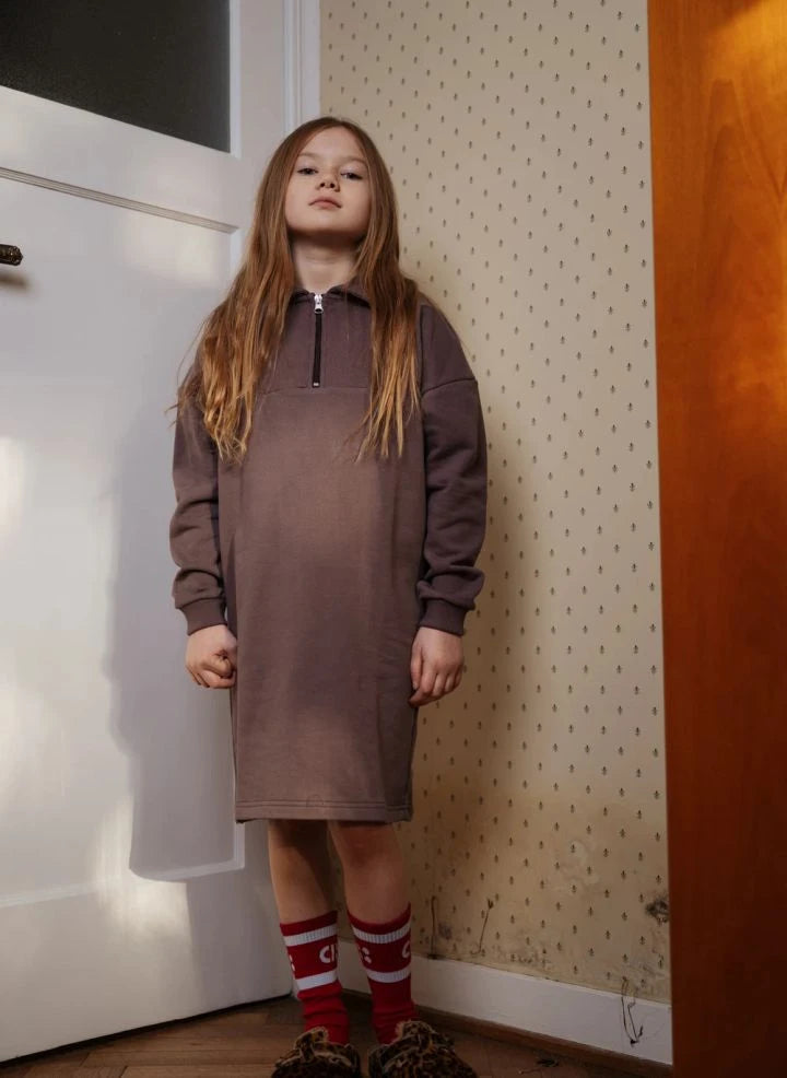 Cos I Said So - Organic Cotton Zip Polo Dress | Dark Brown