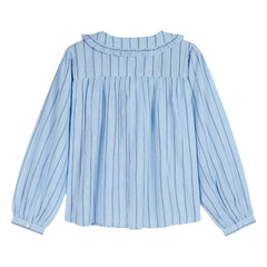 Emile et Ida - Blue Cotton Ruffled Collared Blouse