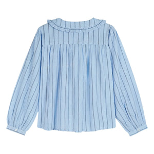 Emile et Ida - Blue Cotton Ruffled Collared Blouse