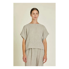 Black Crane - Basic Linen Top | Light Gray