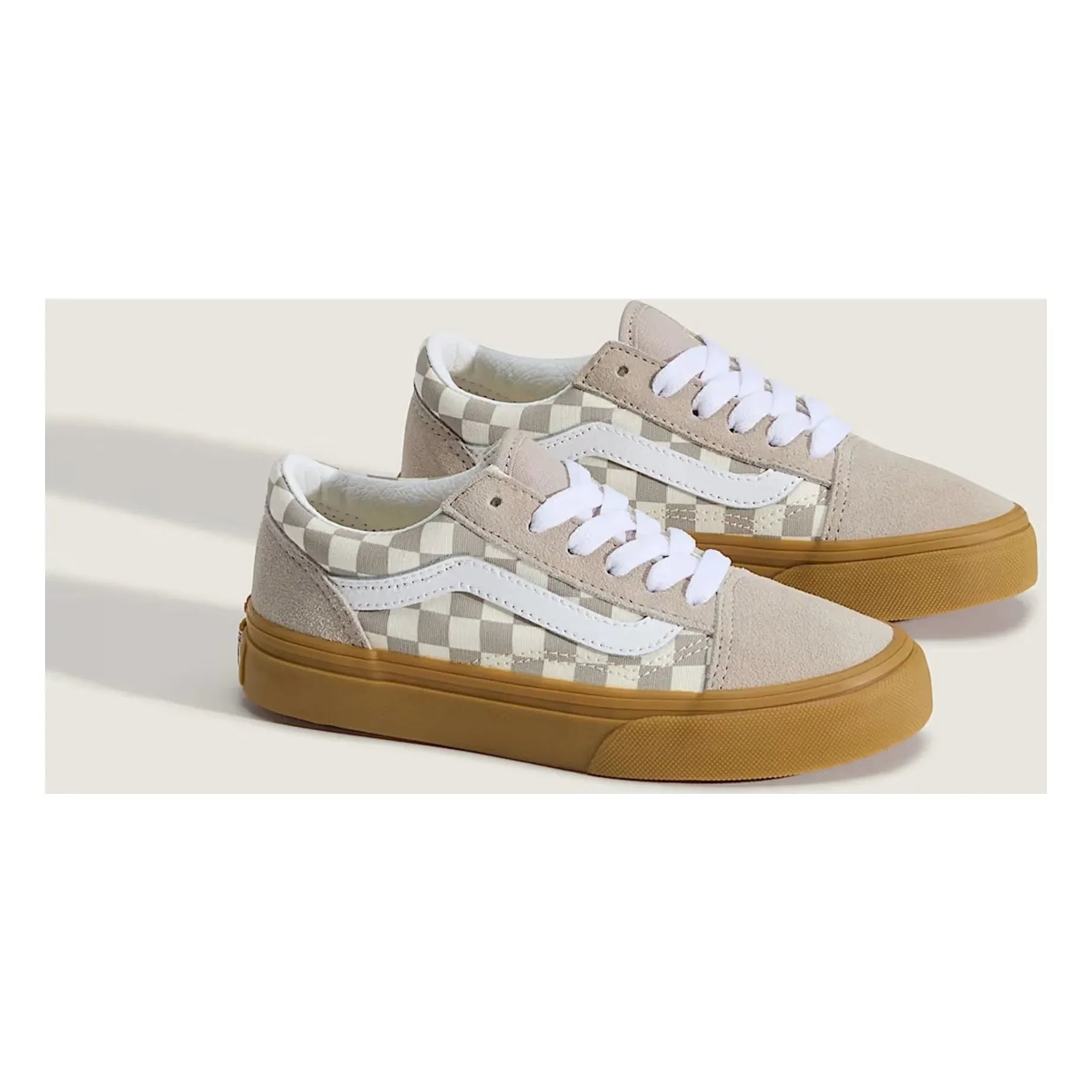 Vans - Old Skool Gum Check Sneakers with Laces | Oatmeal