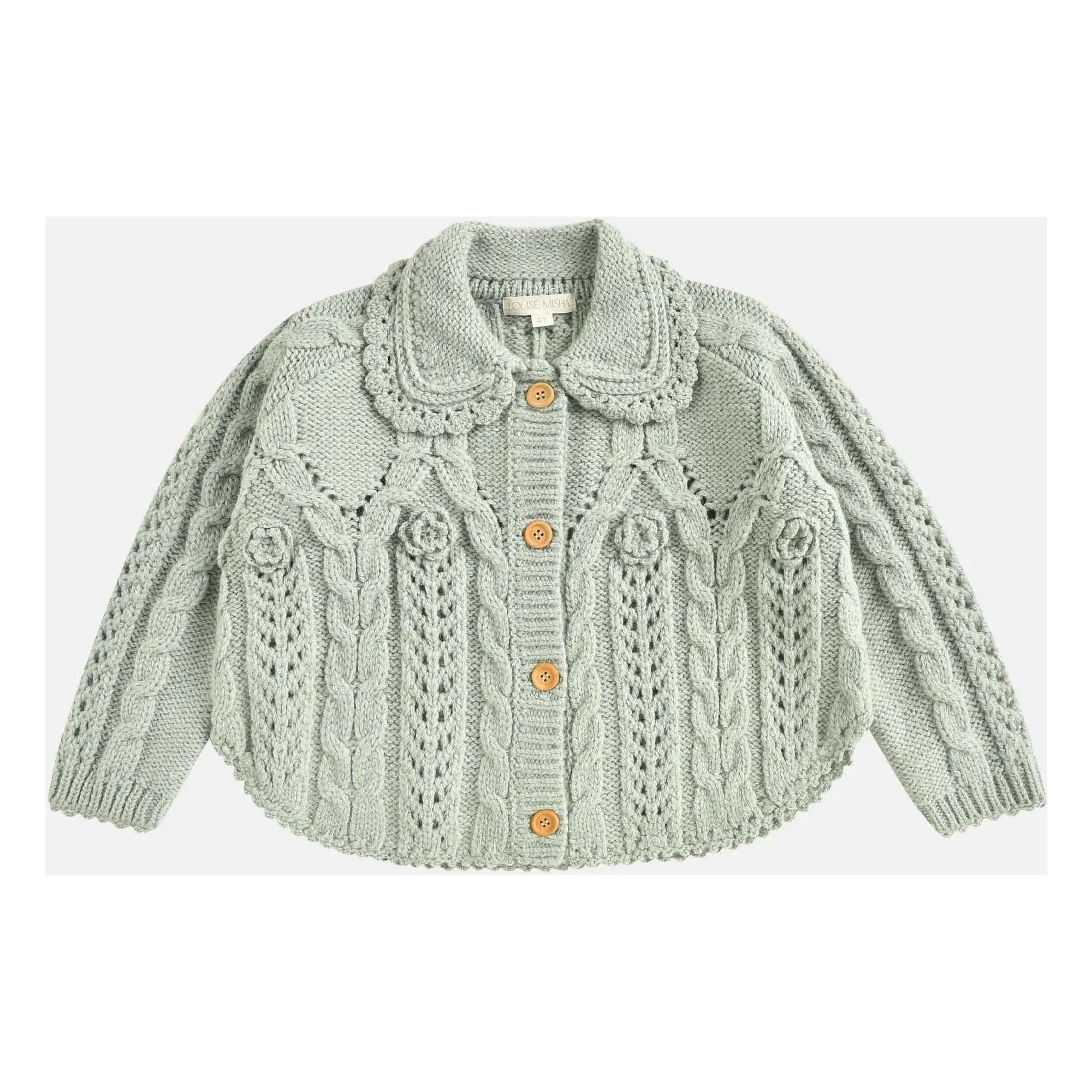 Louise Misha - Khellana Wool Cape | Almond Green