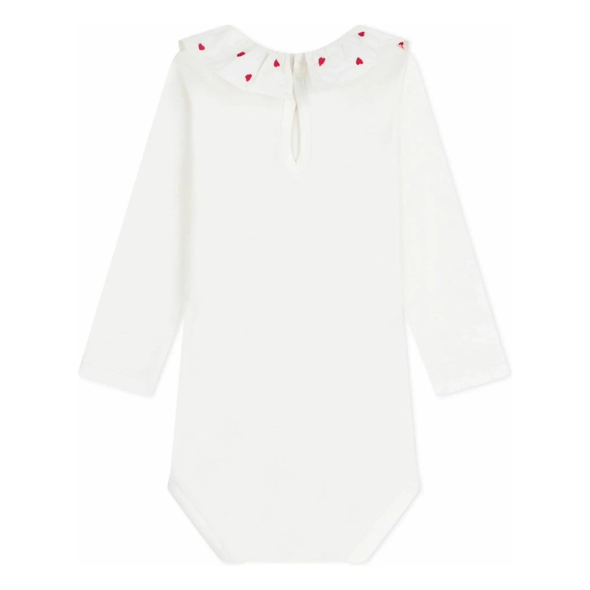 Petit Bateau - Organic Cotton Ruffled Collar Bodysuit | White