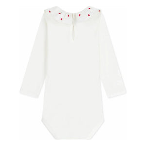Petit Bateau - Organic Cotton Ruffled Collar Bodysuit | White