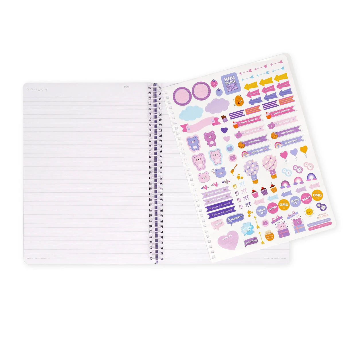 Legami - A4 Çizgili Defter, Resimli Sert Kapaklı - Oyuncak Ayı - Not Defteri - Spiralli