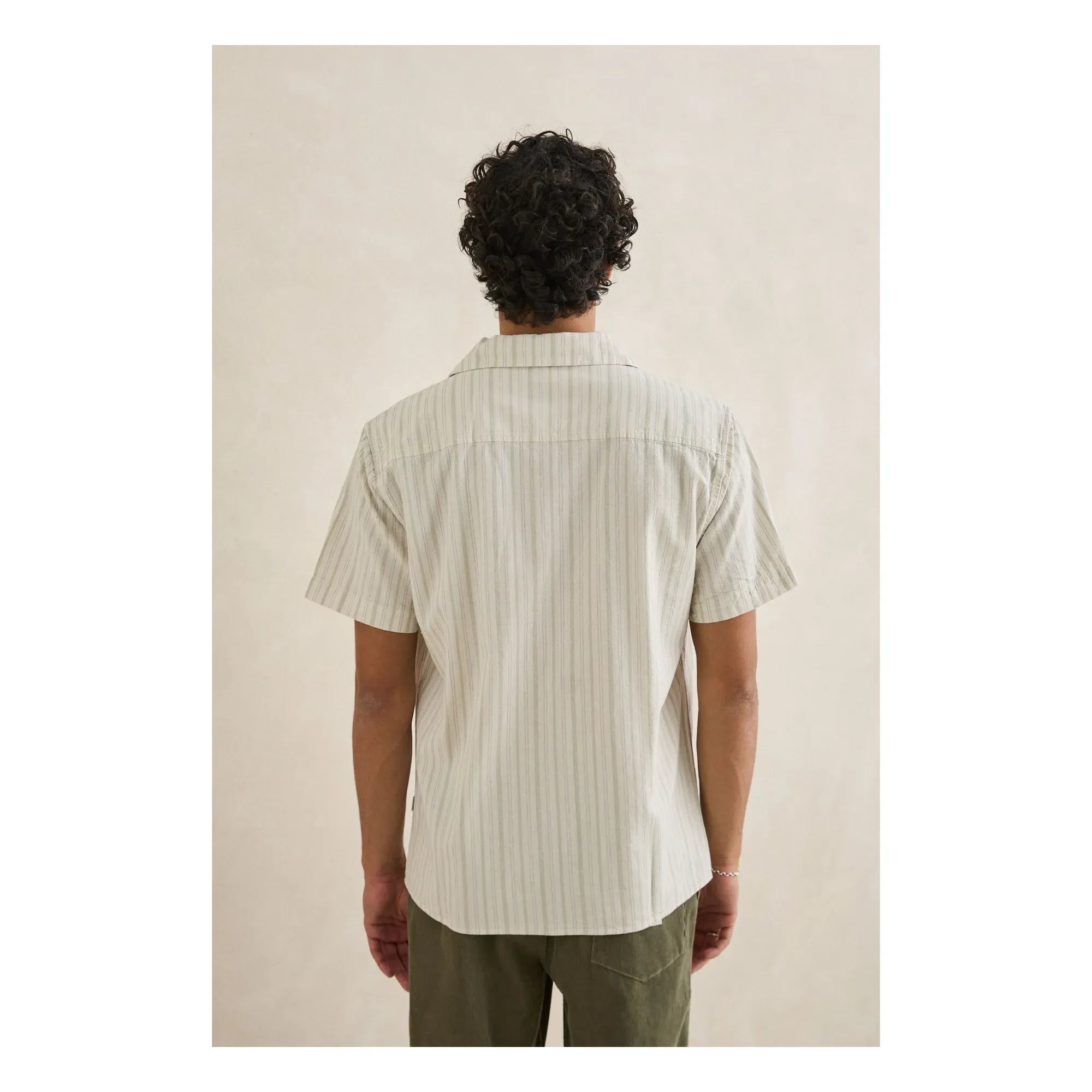 Rhythm - Striped Holiday Short Sleeve Shirt | Cream