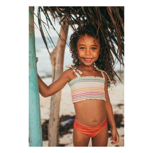 Pepita & Me - Striped Waffle Swimsuit | Orange