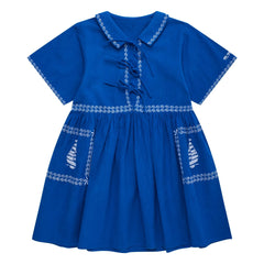 Maison Mangostan - Blue Embroidered Voiles Dress