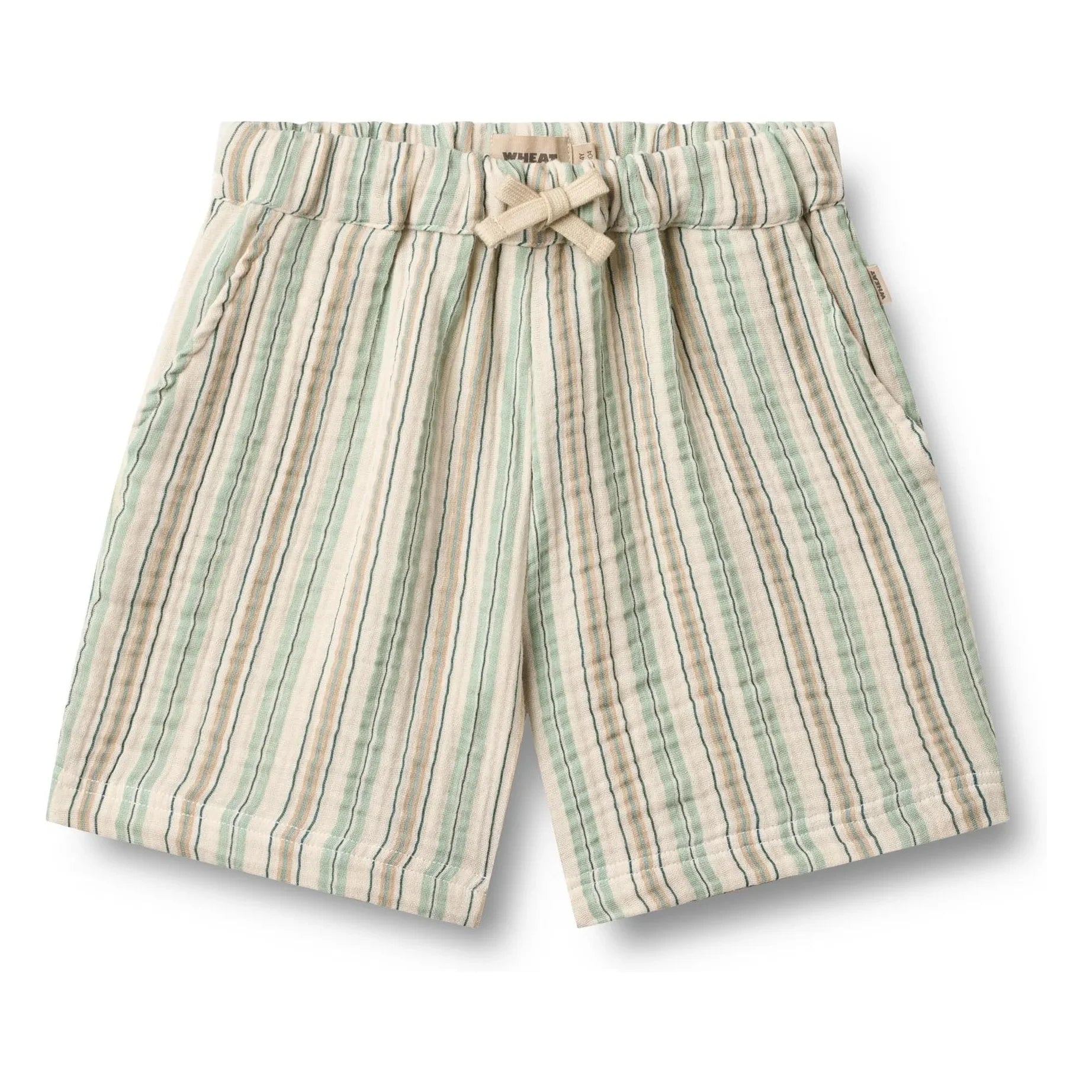 Wheat - Cuba Striped Organic Cotton Shorts | Light Green
