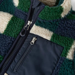 Liewood - Nolan Checked Sherpa-Style Jacket, Made from Recycled Fibers | Navy