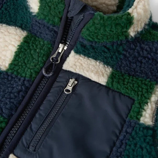 Liewood - Nolan Checked Sherpa-Style Jacket, Made from Recycled Fibers | Navy