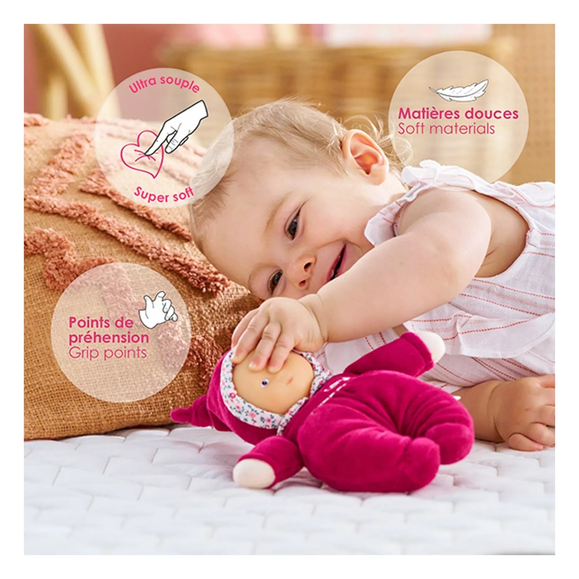 Corolle - Babidoux - Pink Pomegranate Soft Toy | Fuchsia