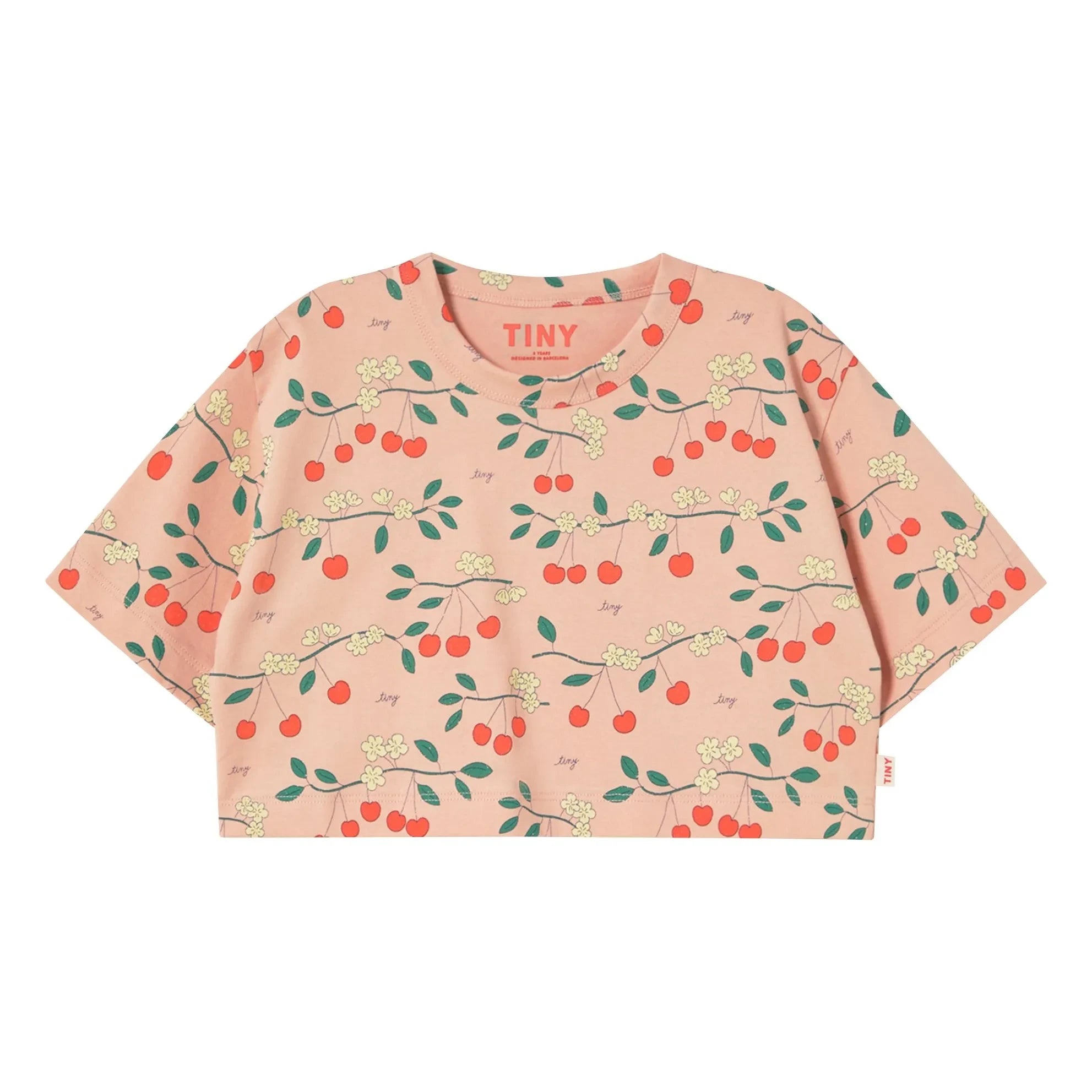 Tinycottons - Crop Cherry Organic Cotton T-Shirt | Pink